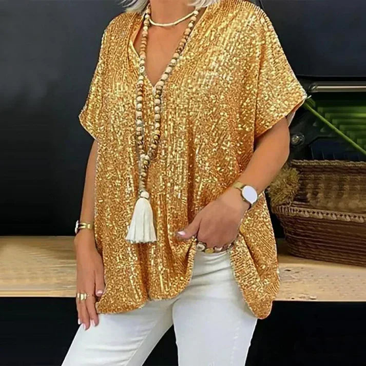 Sylis-Mode | V neck sequin blouse