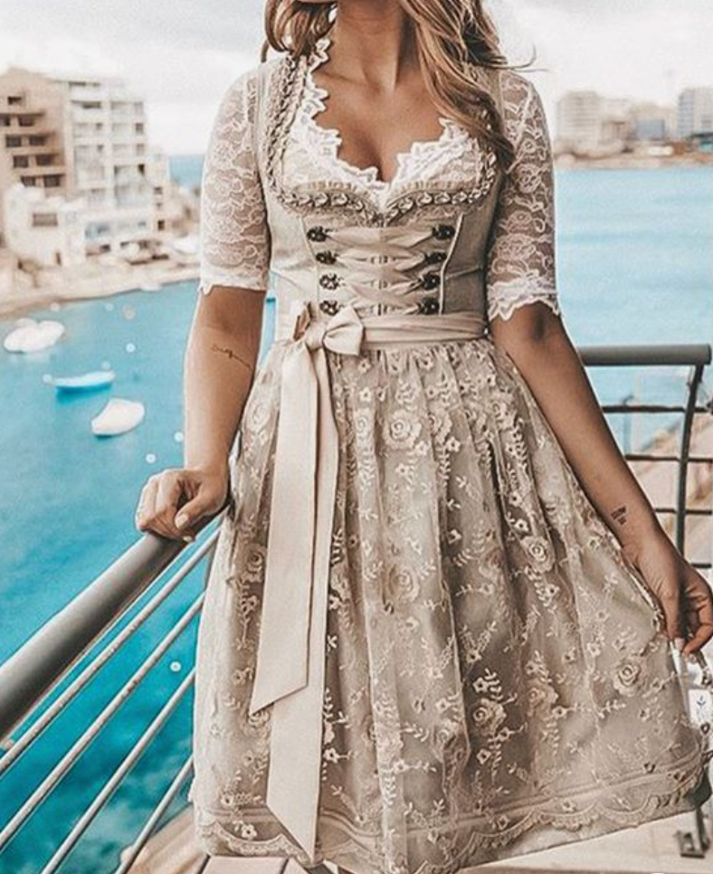 Sylis-Mode | Traditional German Dirndl Dress with Laced Waist