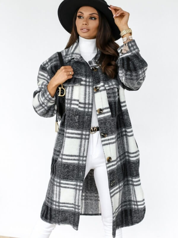 Sylis | Long checkered coat for women