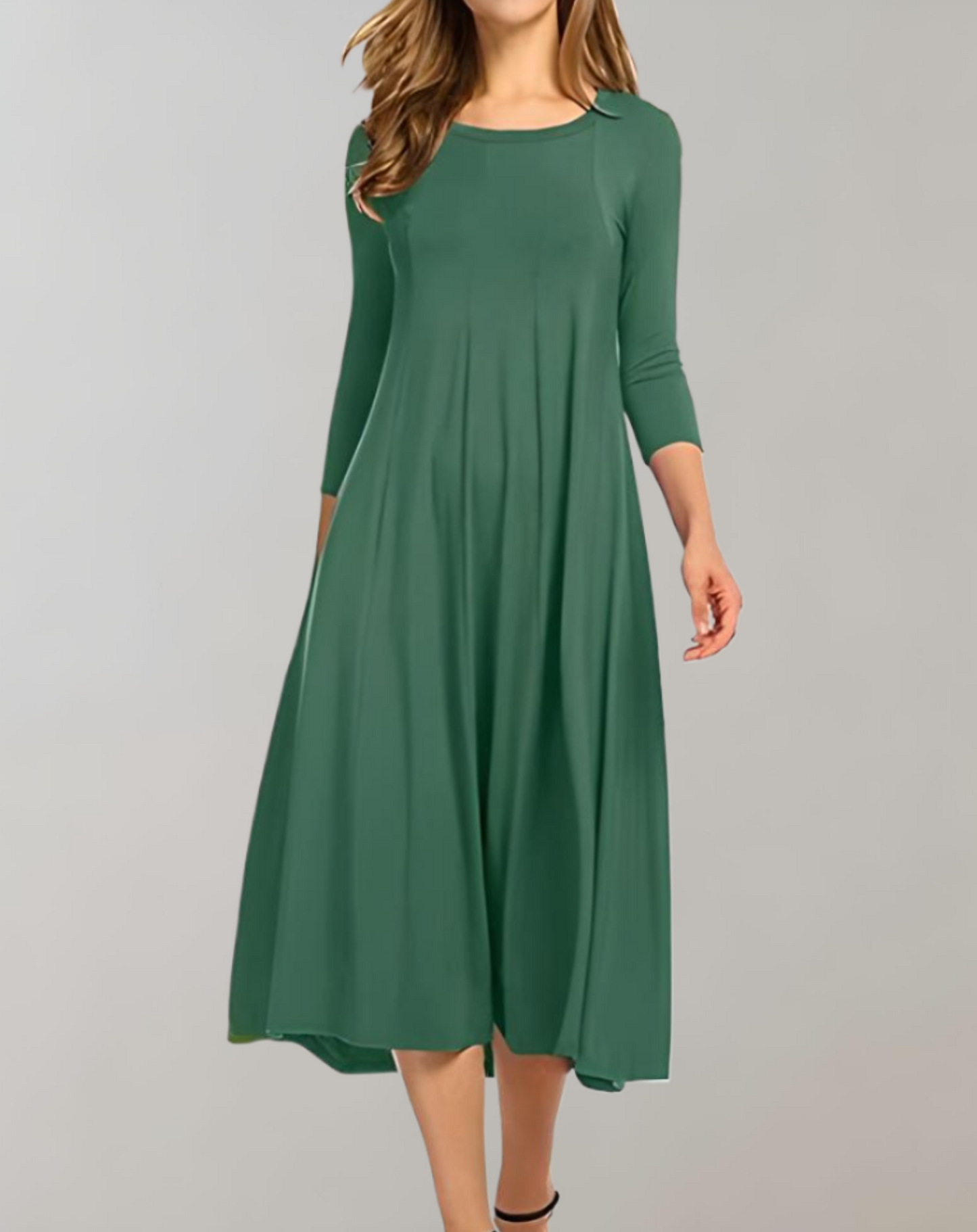 Sylis | A-line dress with 3/4 sleeves and a round neckline