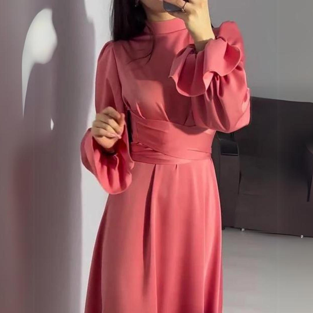 Sylis soft silk dress with long sleeves