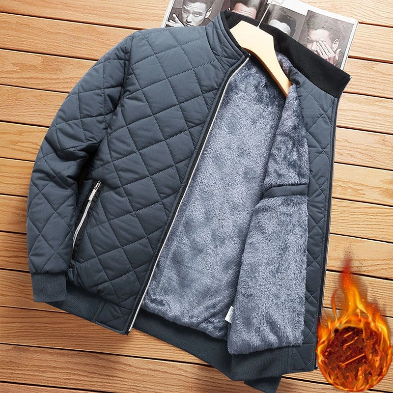 Sylis-Mode - Diamond Pattern Bomber Jacket Men