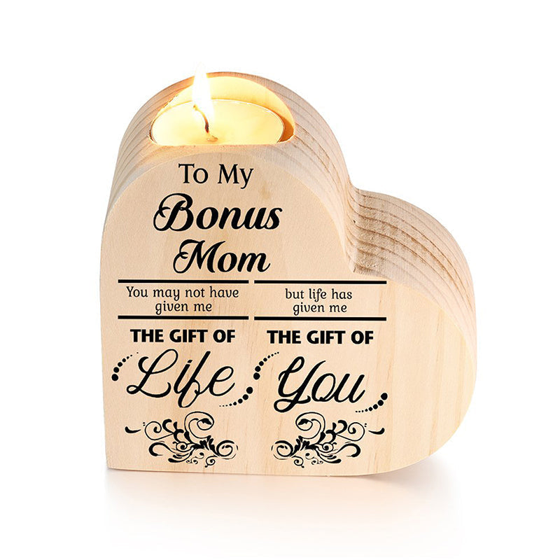Wood heart candle holder