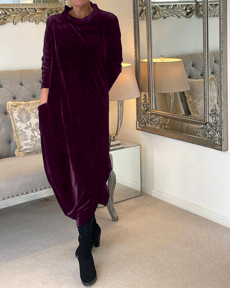 Sylis | Comfortable velvet dress with pockets