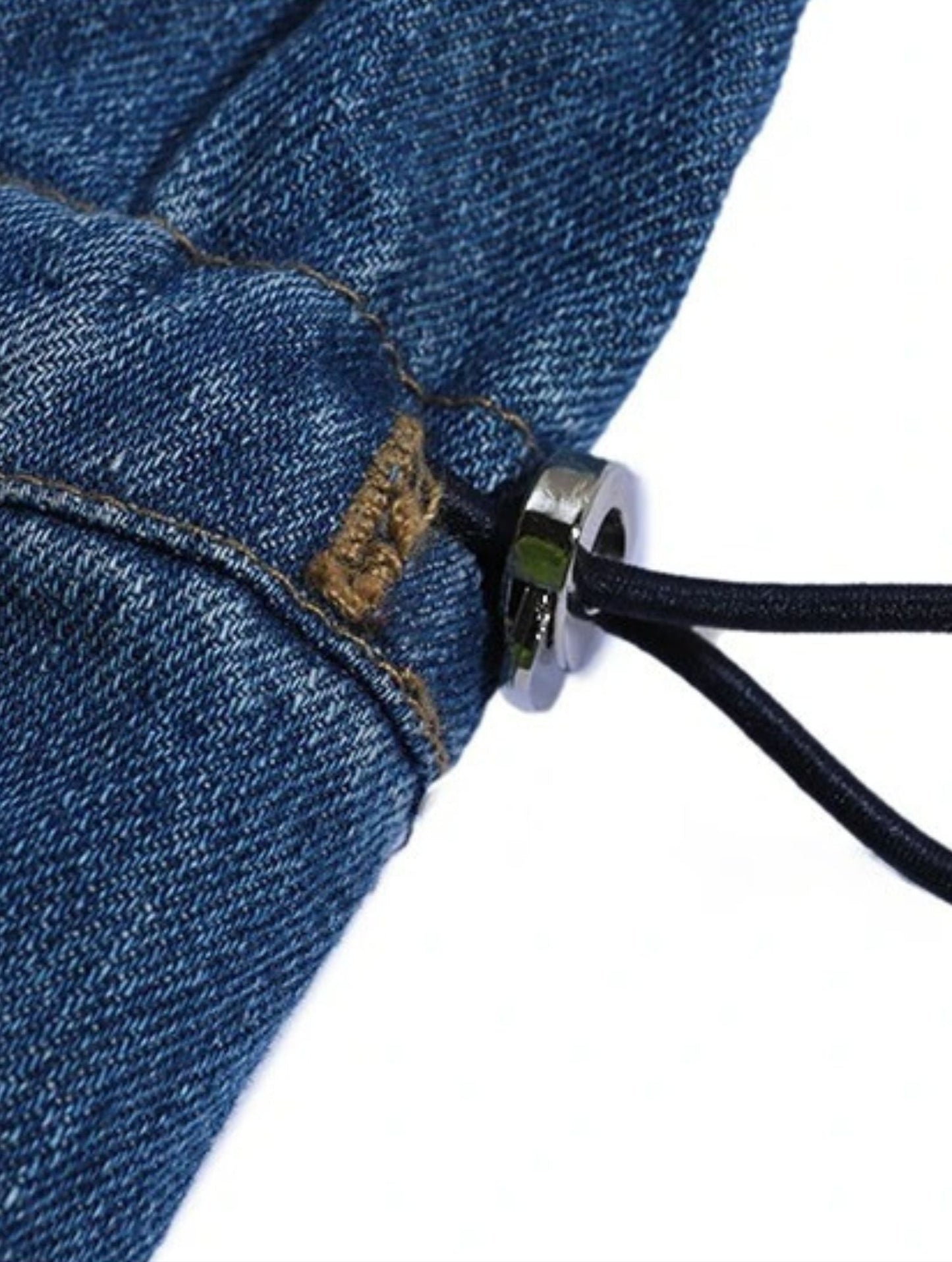 Close-up of denim fabric and stitching with zipper detail