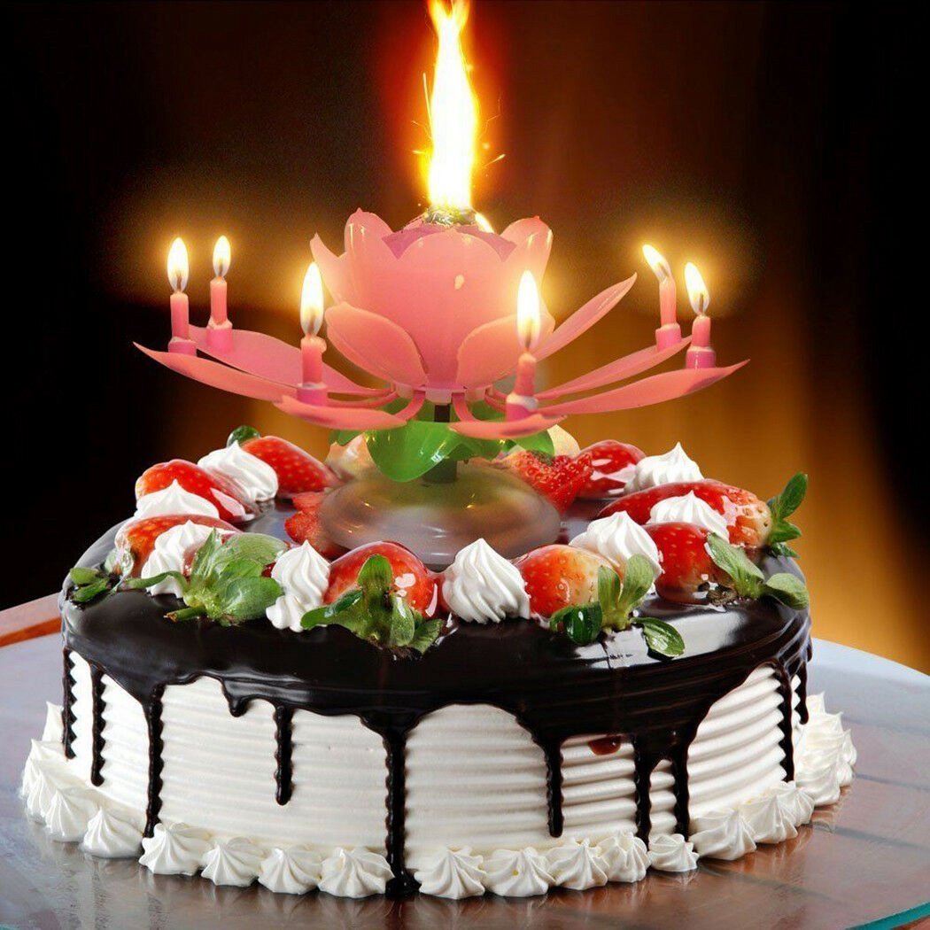 Rotating Lotus Cake Candle