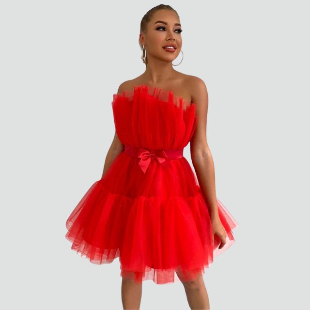 Sylis | Strapless tulle dress with layered skirt