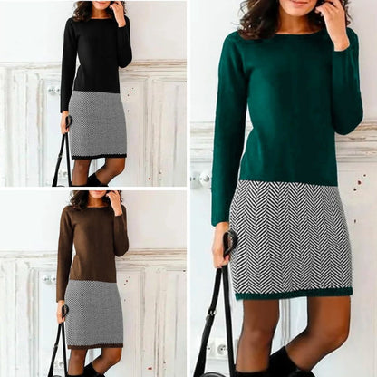 Sylis dress with houndstooth hem