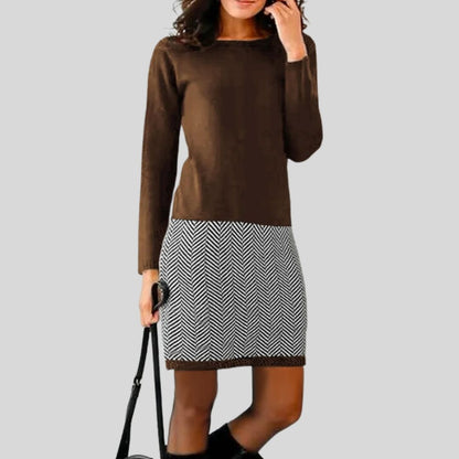 Sylis dress with houndstooth hem