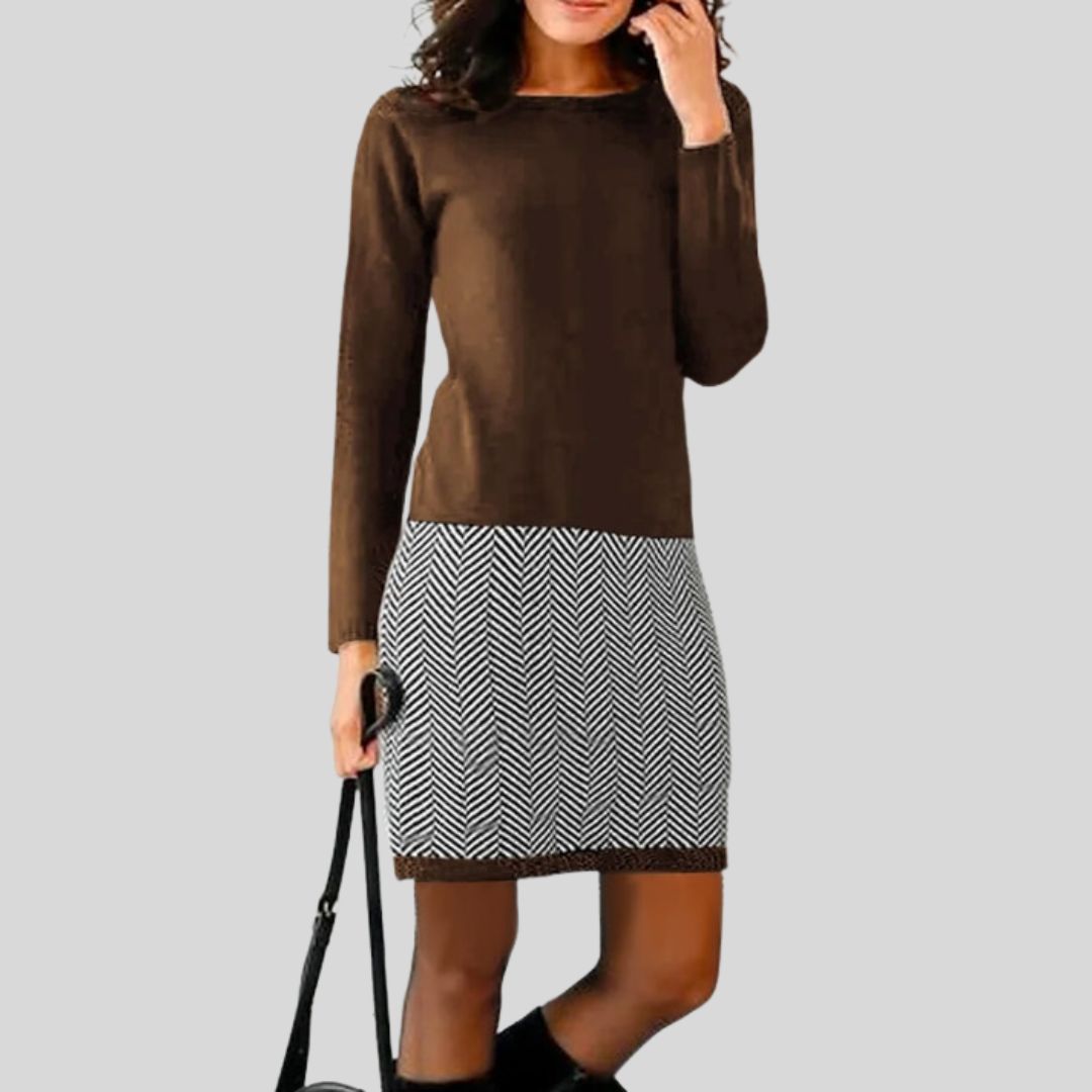 Sylis | Chic dress with houndstooth hem