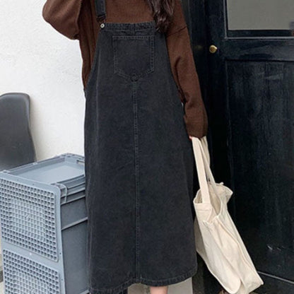 Sylis | Casual denim overalls dress with front pocket