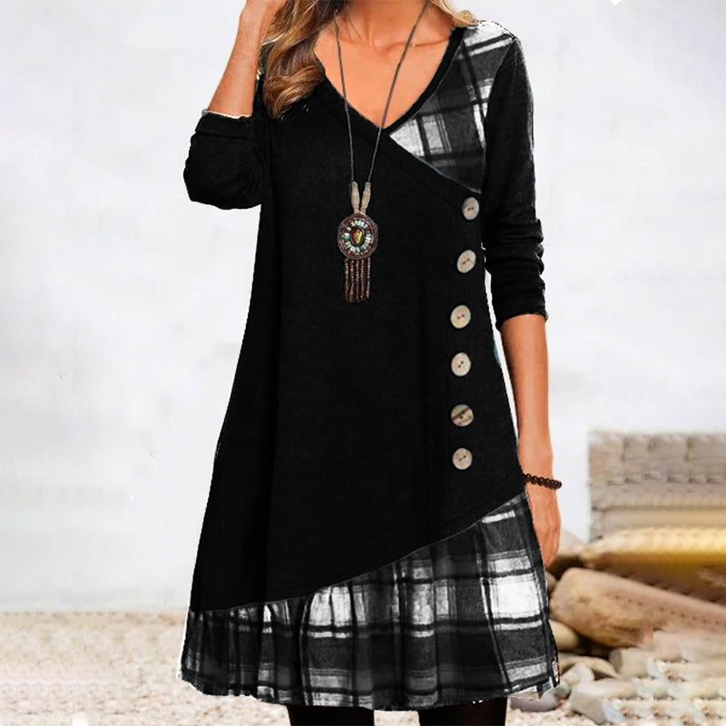 Sylis | Long sleeve checkered dress