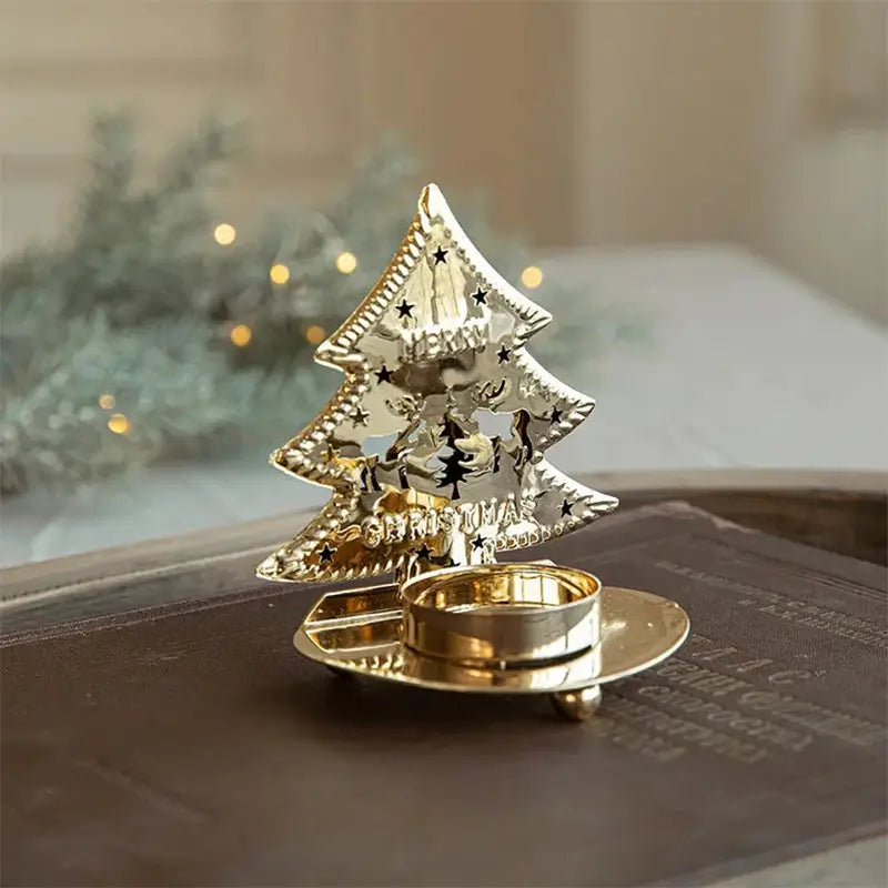 Gold Christmas Candle Holder
