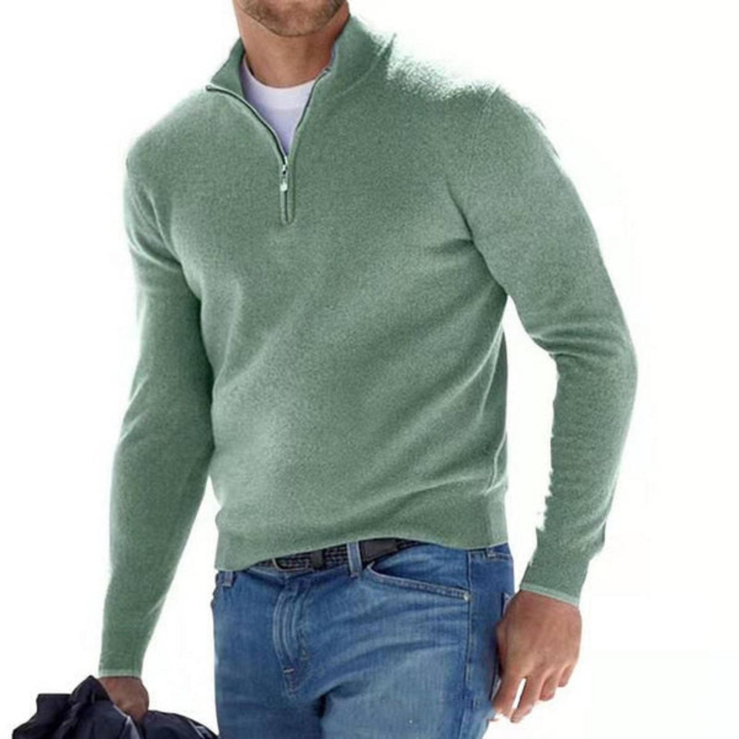 Sylis-Mode | Merino V-neck Pullover With Zipper