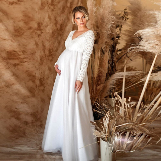 Sylis maxiball lace dress for pregnant women