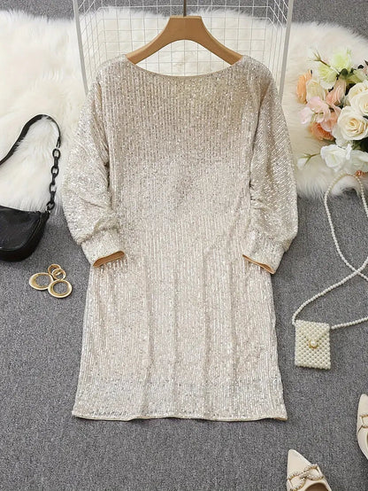 Sylis-Mode | Bare Shoulders Sequin Mini Dress