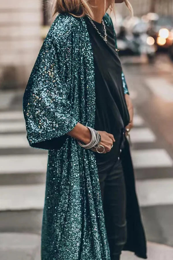 Sylis shiny windbreaker knit with sequins - Suzie