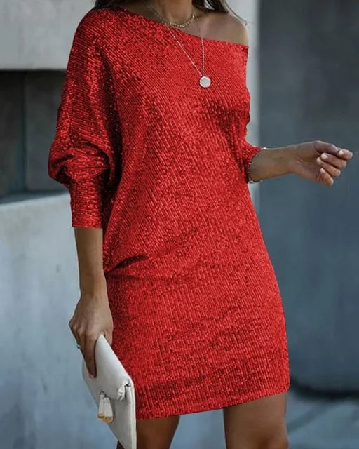 Sylis-Mode | Bare Shoulders Sequin Mini Dress