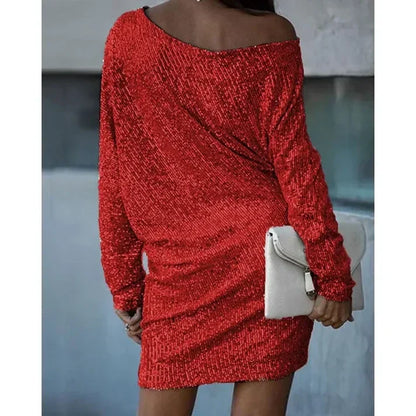Sylis-Mode | Bare Shoulders Sequin Mini Dress