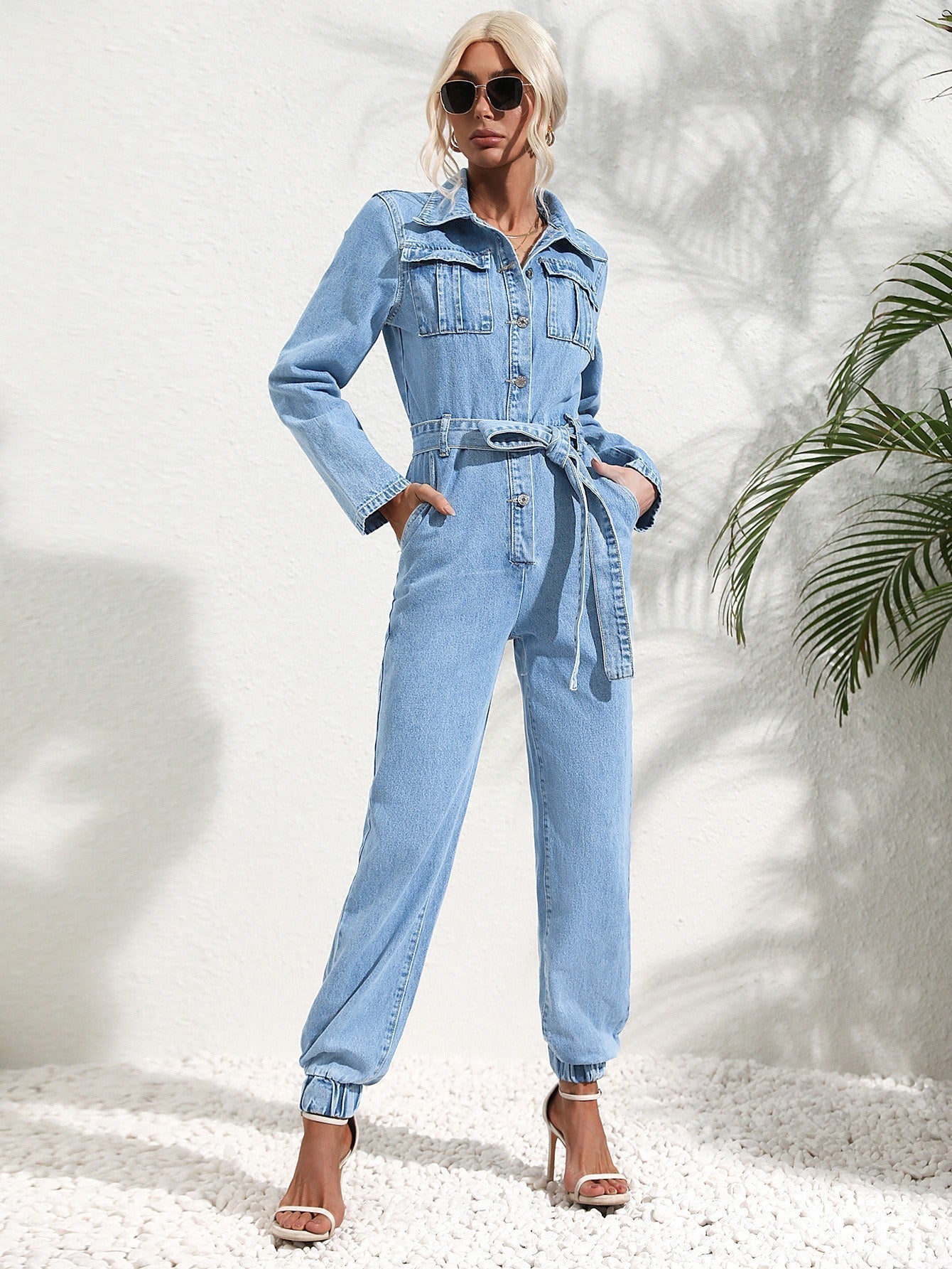 Trendy denim Sylis with flap pockets