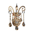 Amber Glass Candle Holder Light Modernism 1/2 Heads Bedroom Wall Light Lamp with Crystal Drop Accent