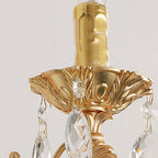 Candle Holder Wall Lamp Postmodern Metal 1/2 Heads Living Room Sconce Lamp in Brass with Crystal Drop Accent
