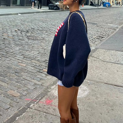 Sylis-Mode | Knit sweater American flag