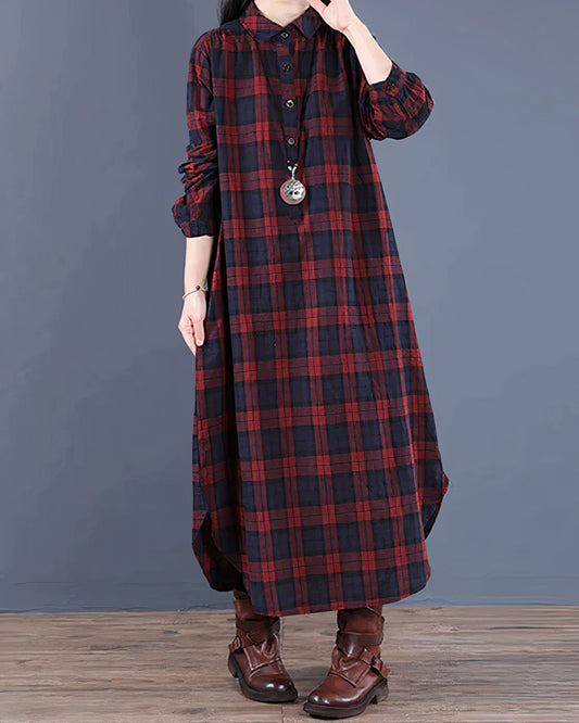 Sylis | Long plaid shirt dress