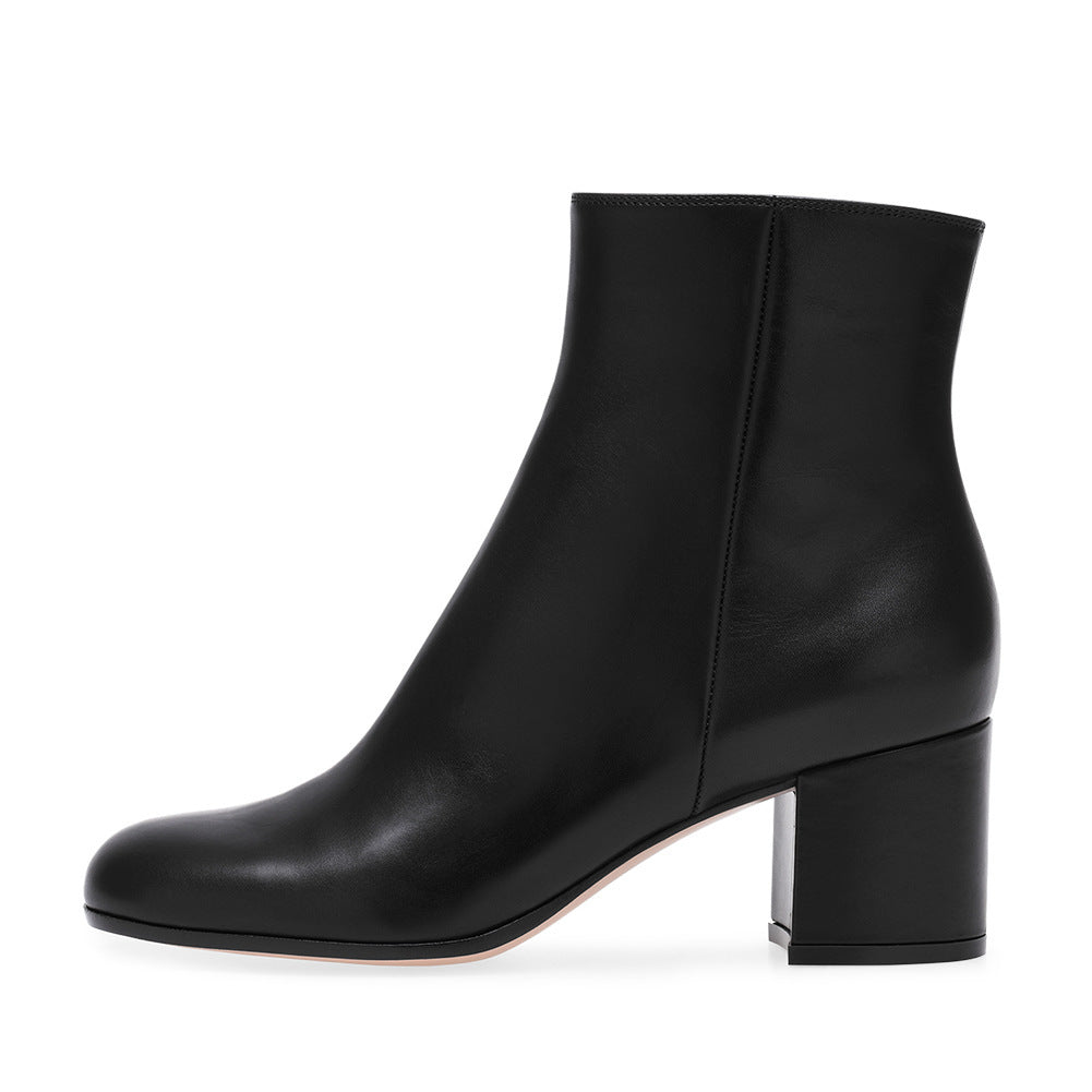 Sylis-Mode | Women's Chunky Heel Round-Toe Mid-Calf Boots