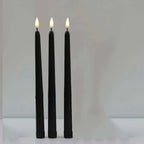 3 pieces black LED candles with flickering flame