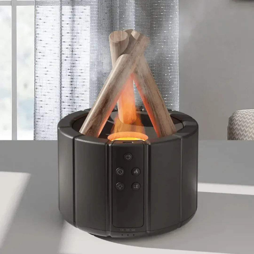 Flame Air Humidifier with LED – Ultrasonic Diffuser & Aromatherapy with Fireplace Effect