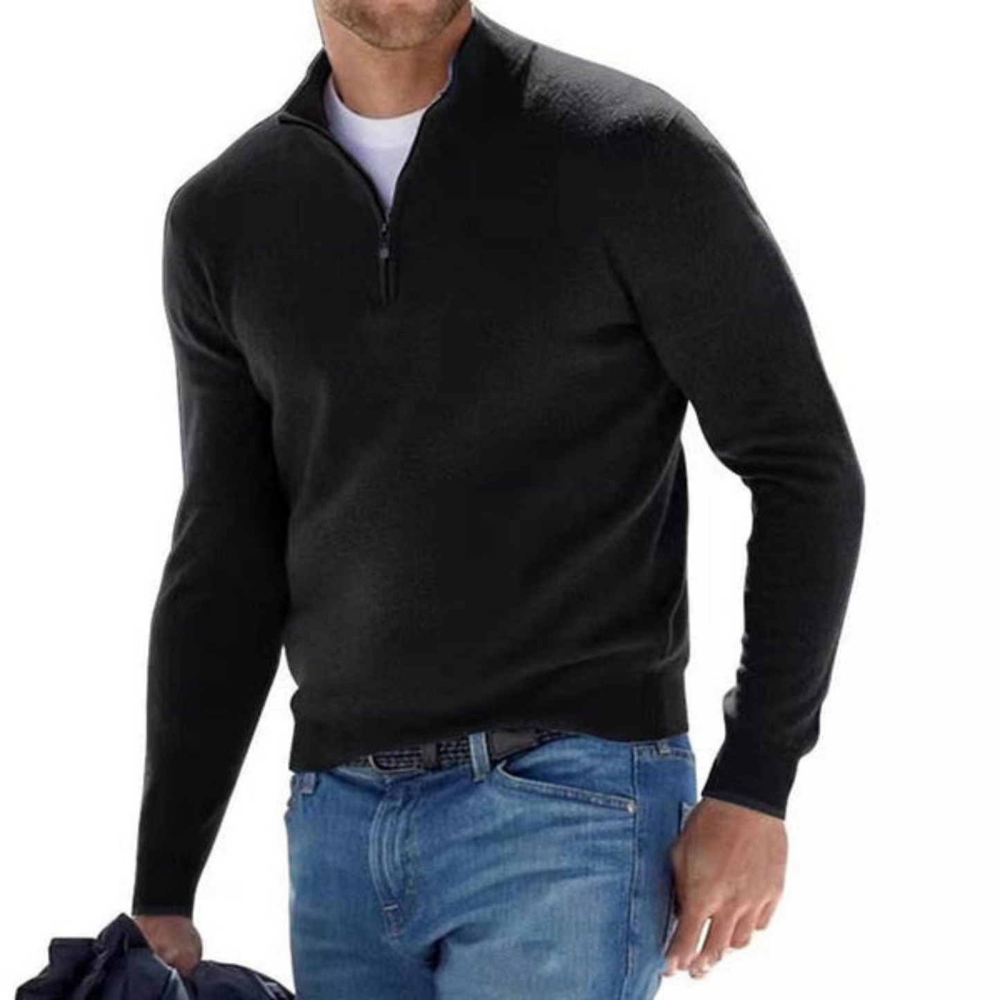 Sylis-Mode | Merino V-neck Pullover With Zipper