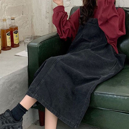 Sylis | Casual denim overalls dress with front pocket