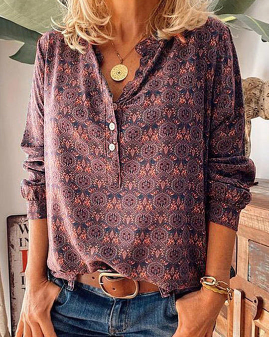 Sylis | Long sleeve blouse with vintage print