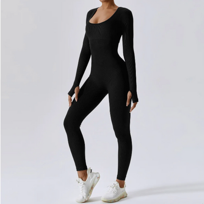 Sylis | Solid long sleeve sports jumpsuit