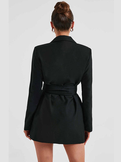 Sylis | Black blazer dress with V-neck
