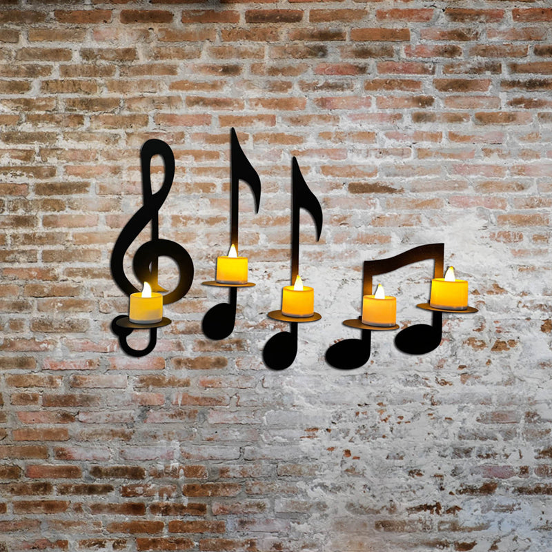 Candle holder with music notes