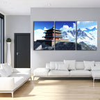 Temple In The Mountains 3 Piece - Canvas Wall Art Painting