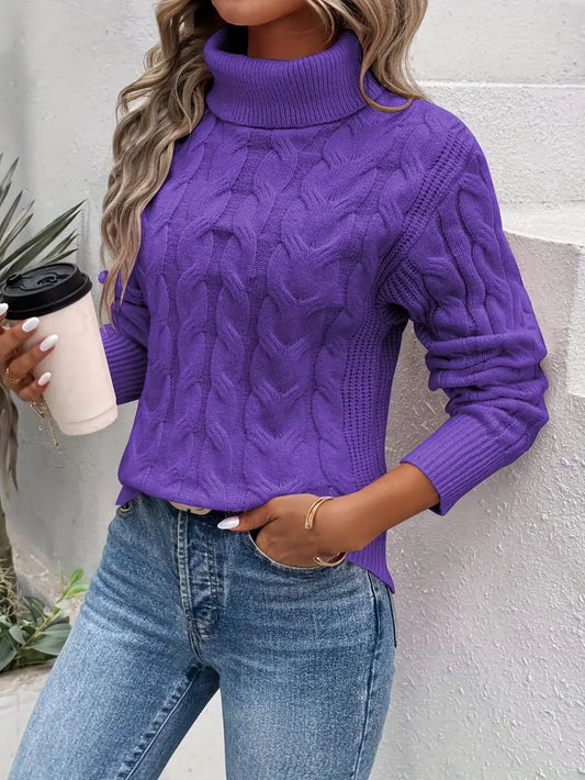 Sylis-Mode | Cable knit turtleneck sweater women's