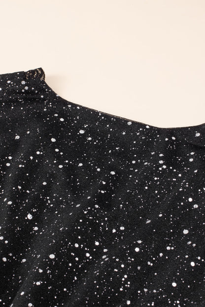 Sylis | Elegant black shimmering dress with mesh sieve