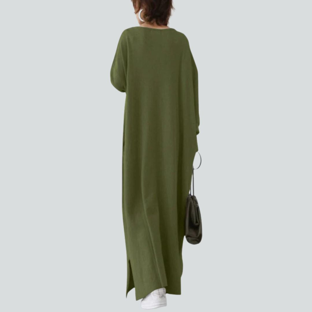Sylis | Maxi sweater dress with V-neck and long sleeves in a relaxed fit
