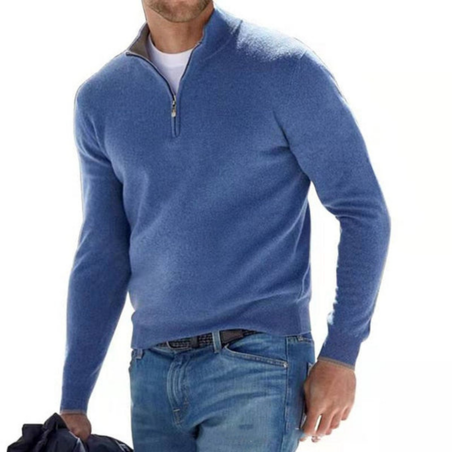 Sylis-Mode | Merino V-neck Pullover With Zipper
