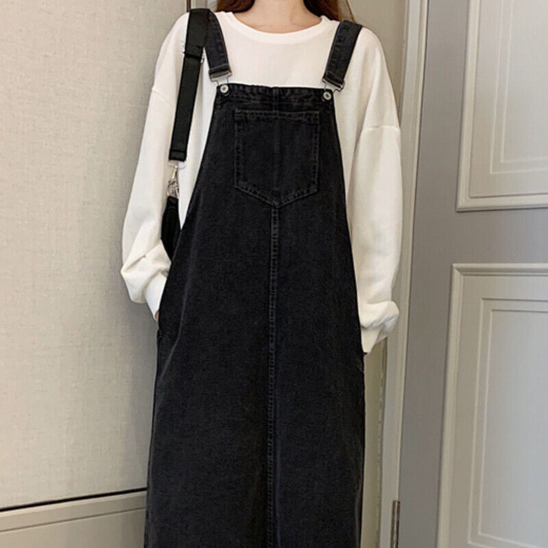 Sylis | Casual denim overalls dress with front pocket