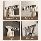 Wall Hook Panel Without Drilling – OrganizePlus Hidden 5-Hook Rack