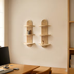 Boho Wall Shelf Made of Solid Wood – Multi-Tier and Space-Saving | For Living Room, Bedroom, and Hallway