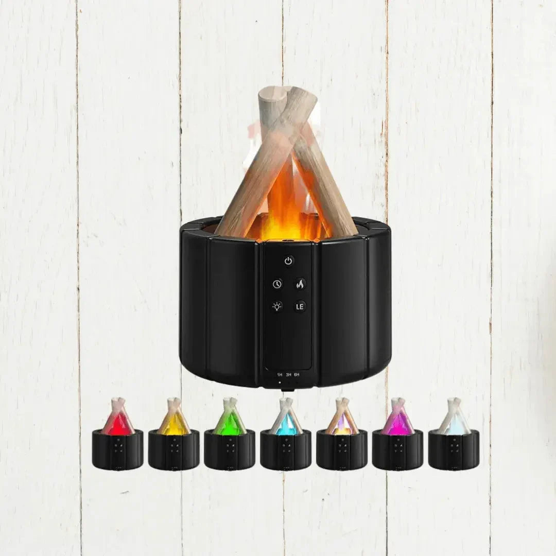 Flame Air Humidifier with LED – Ultrasonic Diffuser & Aromatherapy with Fireplace Effect