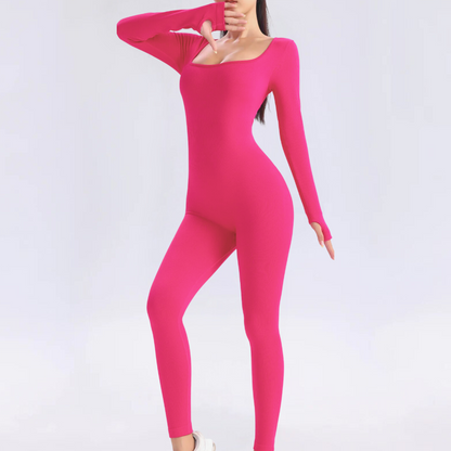 Solid color long sleeve sports overall