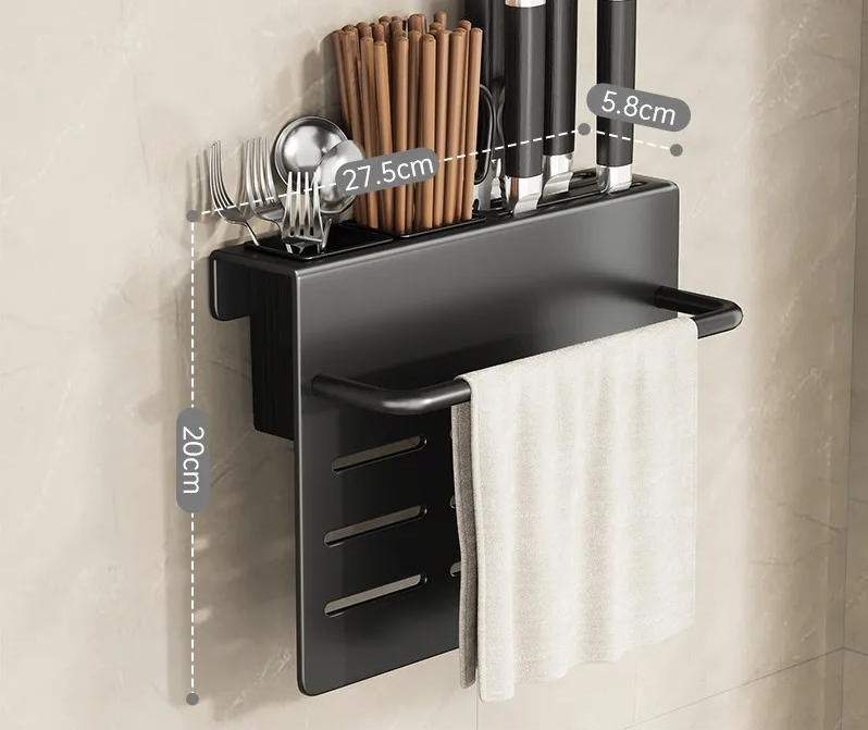 ChefSpace Wall-mounted Knife Holder with Cutting Board Storage – Stainless Steel
