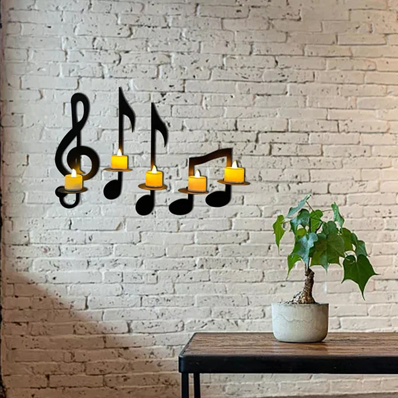 Candle holder with music notes