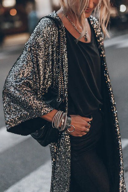 Sylis shiny windbreaker knit with sequins - Suzie